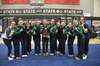 The 2023 Washington State Gymnastics 4A champions Woodinville Lady Falcons. Photos by Christine Ruana.