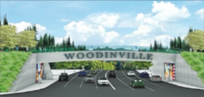 A rendering of the new bridge and expanded road, scheduled to be completed by the end of 2025. The new bridge will feature durable transparent glass panels, a sitting area, LED lighting, and murals created by local artists